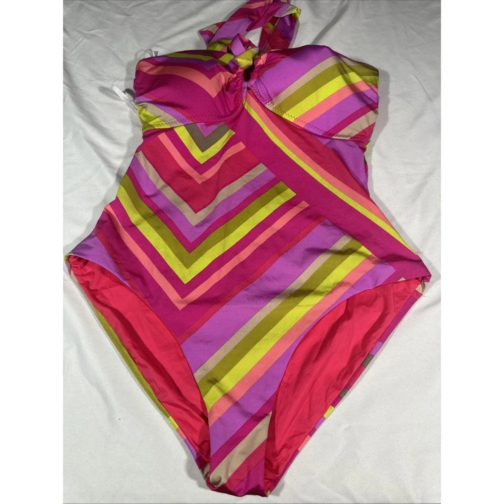 NWT $162 Trina Turk [ 12 ] Waltz Bandeau One Piece‎ Swimsuit #U1353